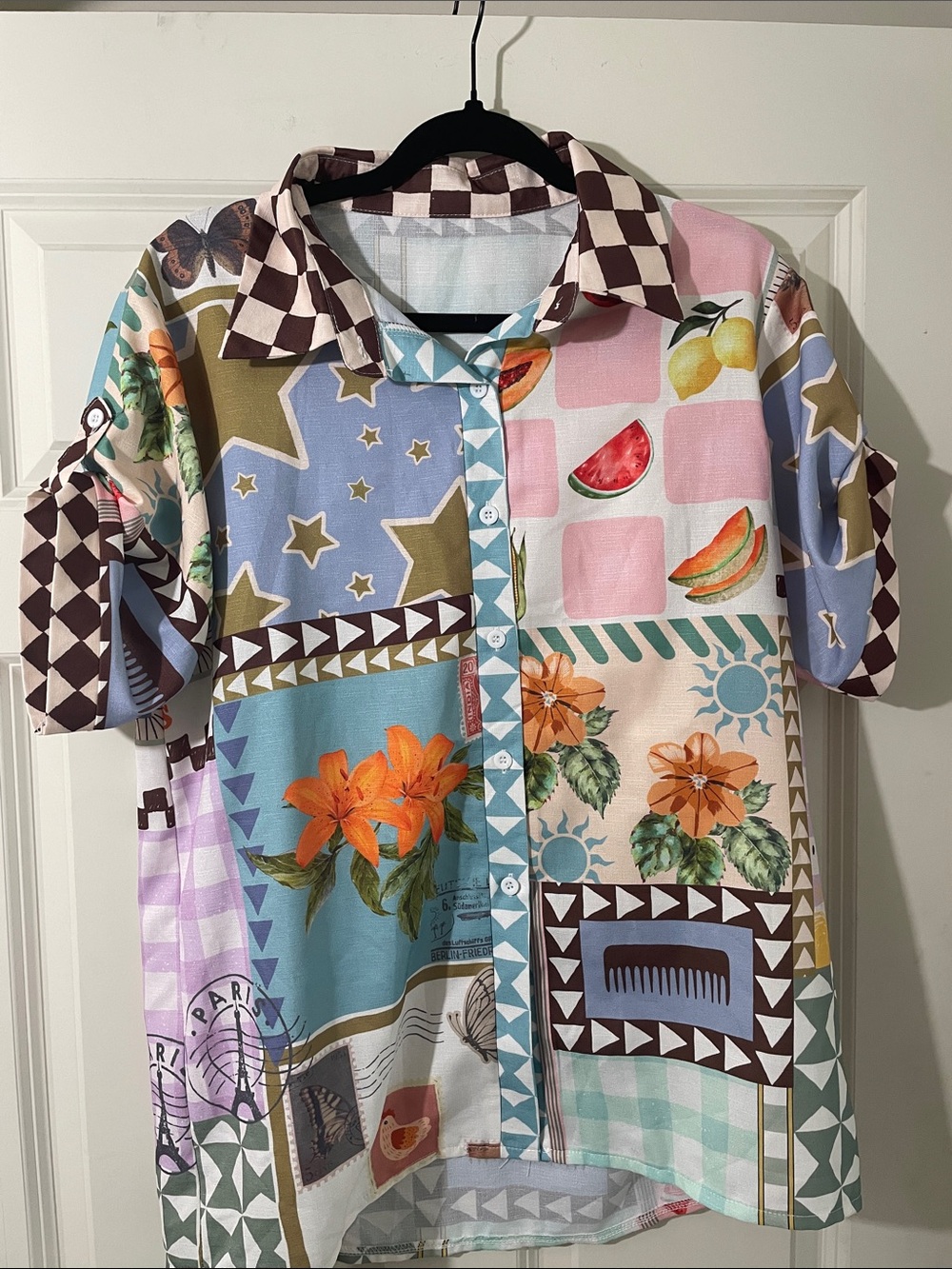 Multi-Color Patchwork Resort Wear- Playful Pattern - Picture 2 of 4